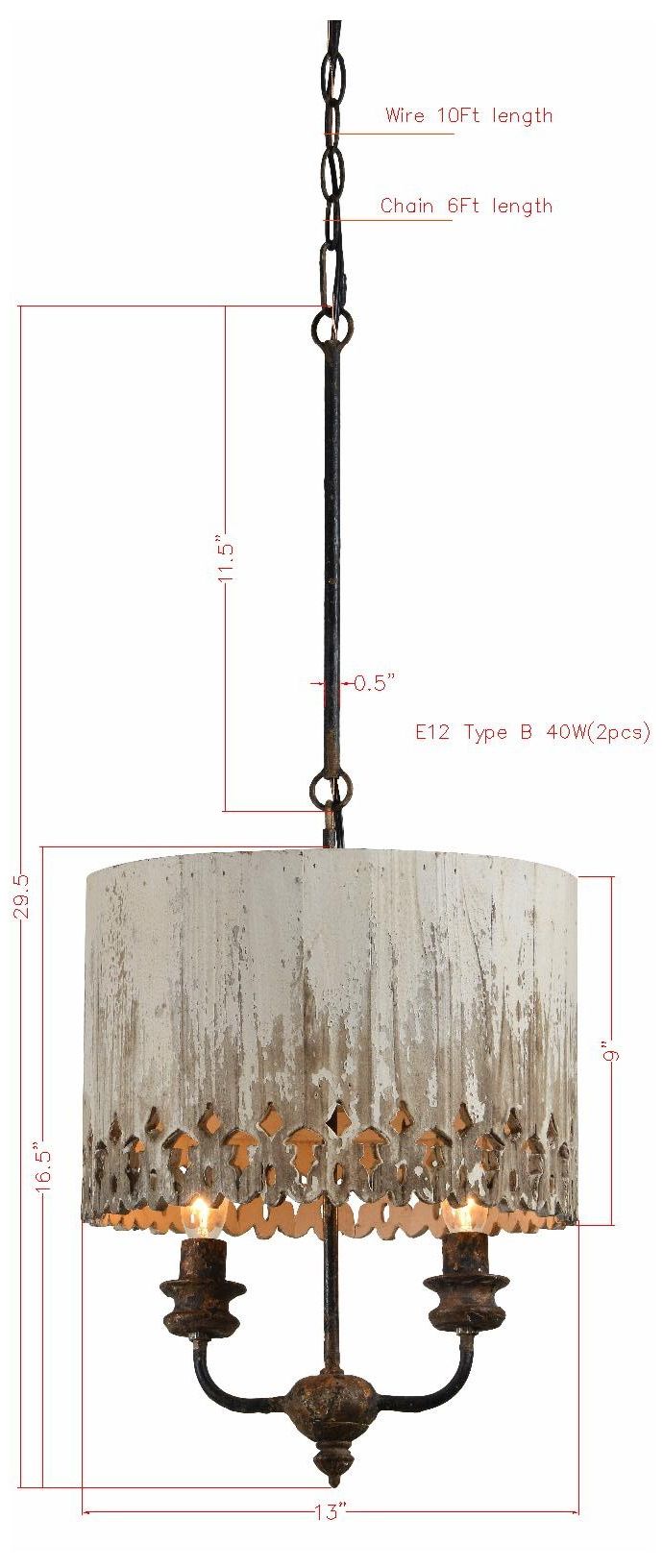 Image 3 Forty West Sadie 13x16.5" Metal and Wood Pendant more views