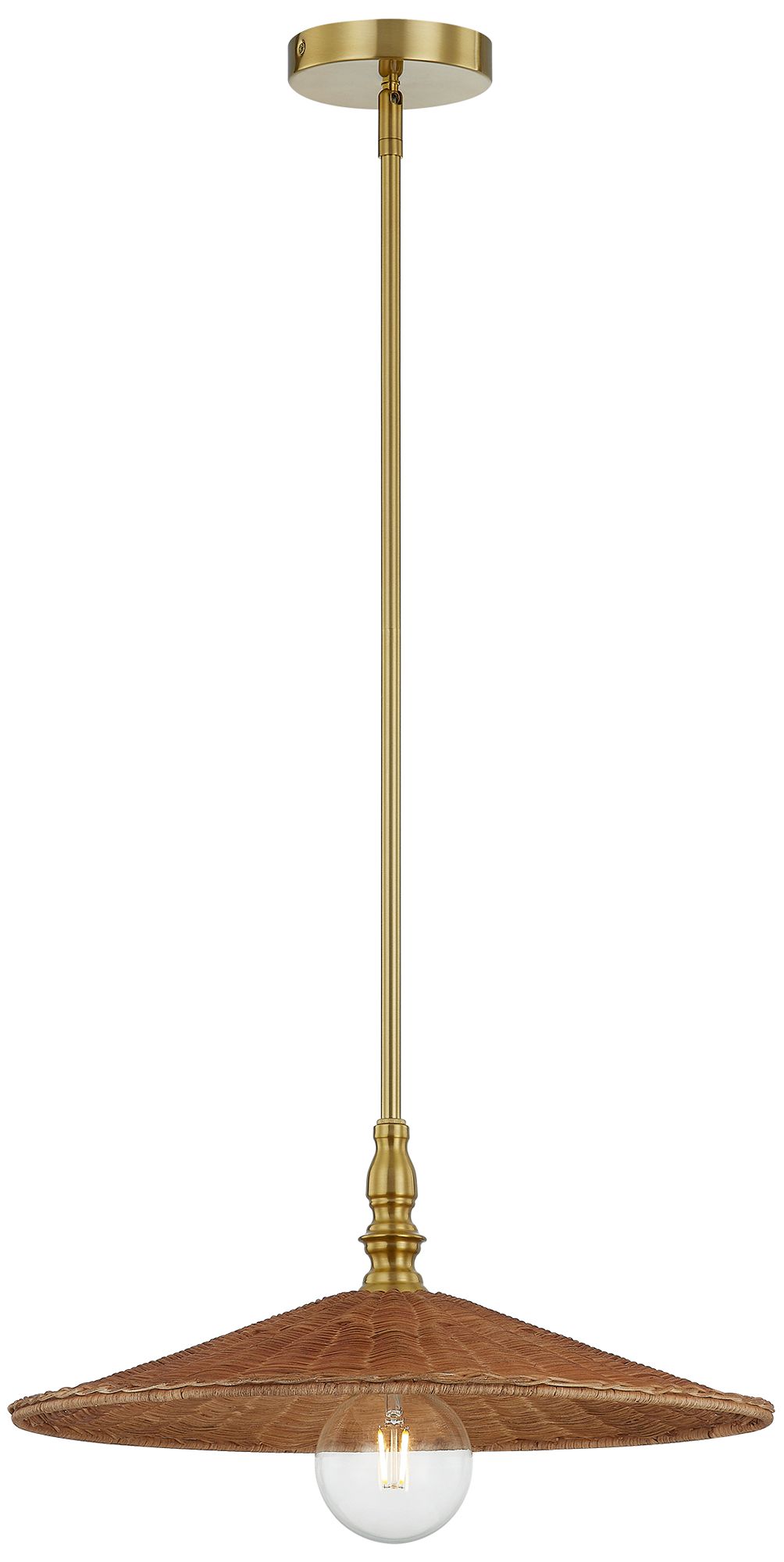 Image 2 Forty West Sheldon 18x7" Iron and Rattan Pendant more views