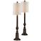 Forty West Soloman 36" Brown Faux Wood Buffet Table Lamps Set of 2