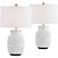 Forty West Sorren 26" White Ribbed Ceramic Table Lamps Set of 2