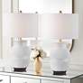 1_Forty West Sorren 26" White Ribbed Ceramic Table Lamps Set of 2