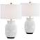 Forty West Sorren White Ribbed Ceramic Table Lamps Set of 2