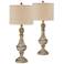 Forty West Stevie Distressed Gray Brown Table Lamps Set of 2
