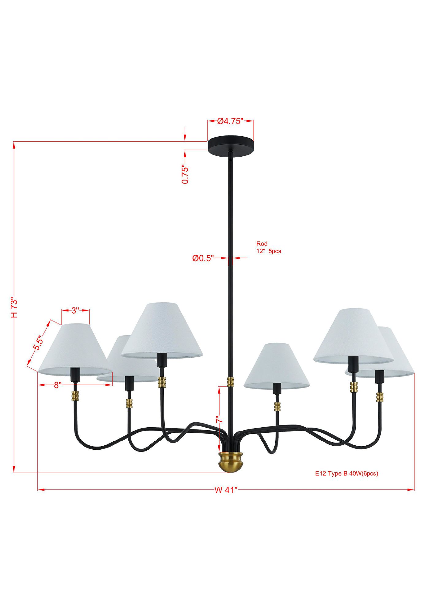 Image 3 Forty West Stewart 41x73" Metal Chandelier more views