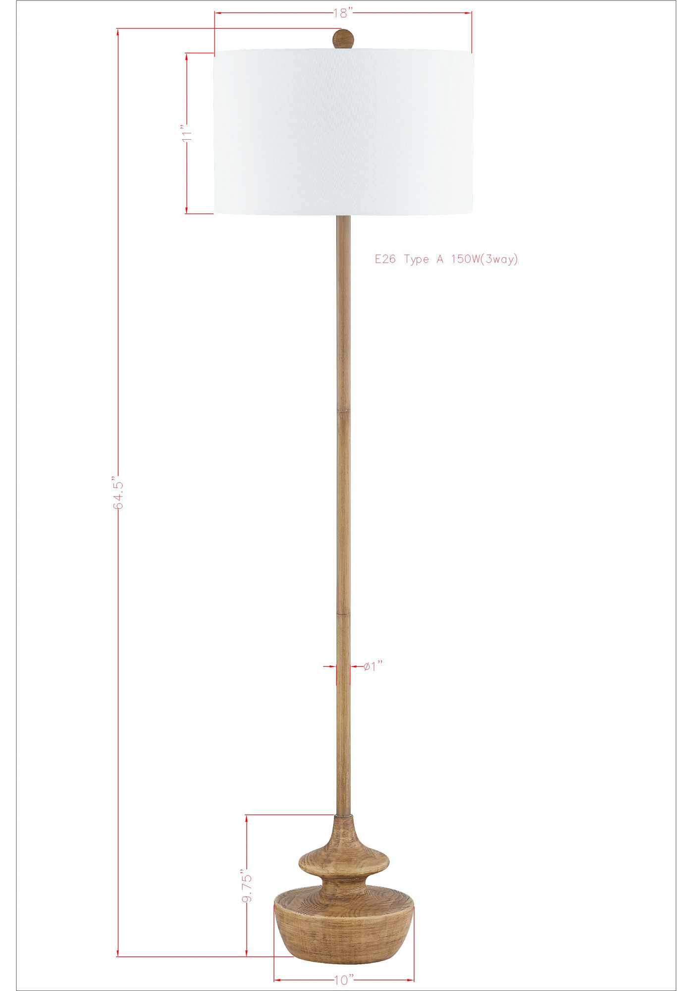 Image 3 Forty West Stokes 64 1/2" Faux Wood Modern Stick Floor Lamp more views