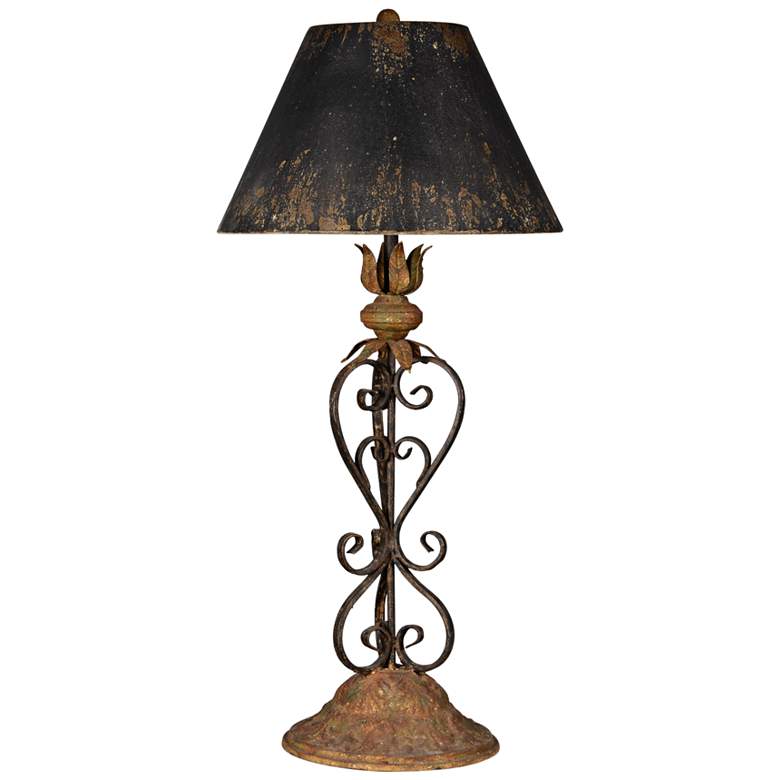 Image 1 Forty West Stokes Rustic Black and Gold Scroll Table Lamp