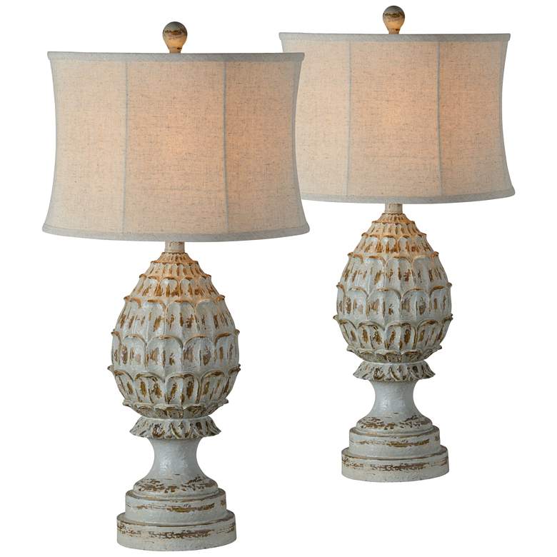 Image 1 Forty West Susan Distressed Blue Table Lamps Set of 2