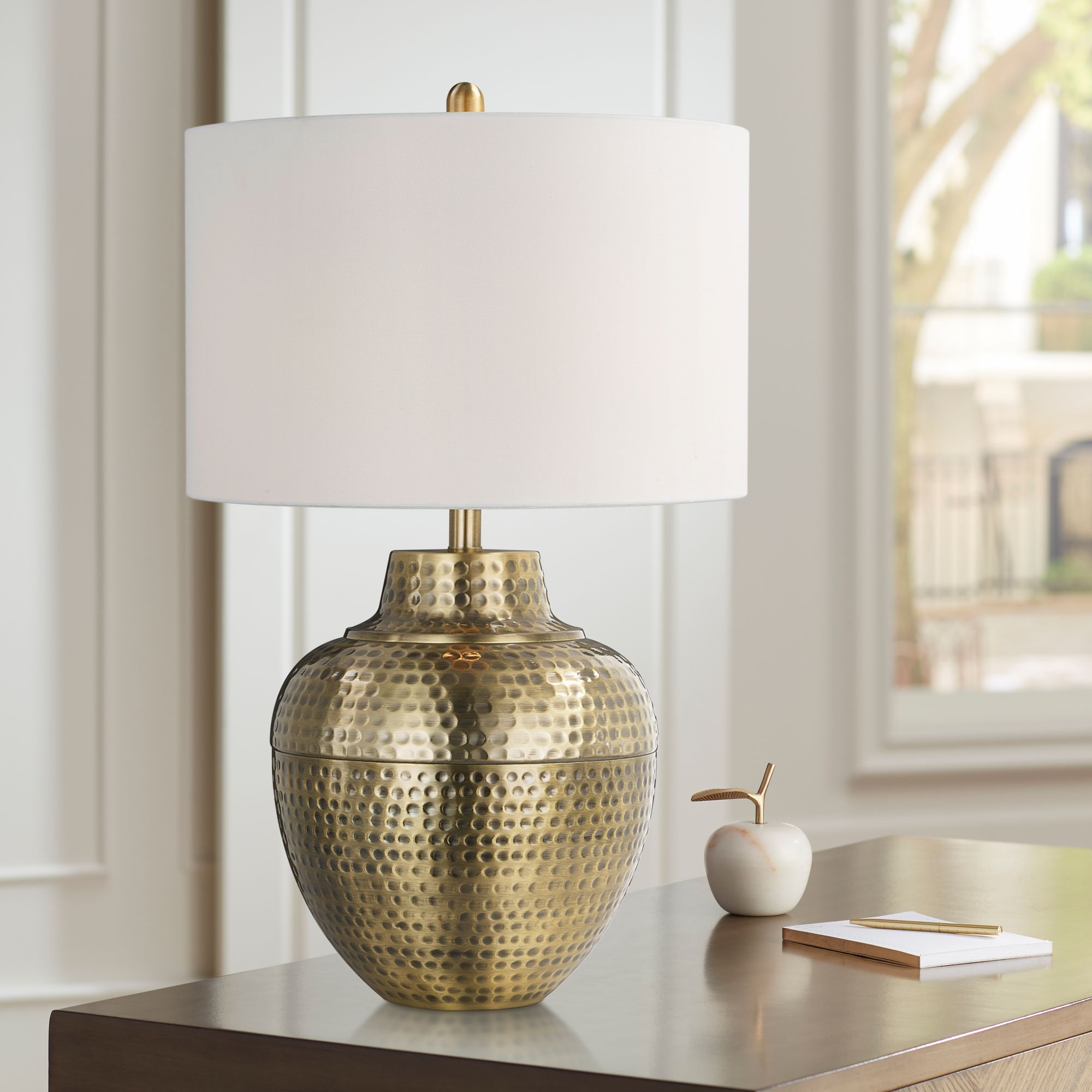 Forty West Sydney 27 Antique Brass Hammered Metal Table Lamp 631T3 Lamps Plus
