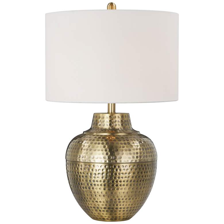 Image 2 Forty West Sydney 27" Antique Brass Hammered Metal Table Lamp
