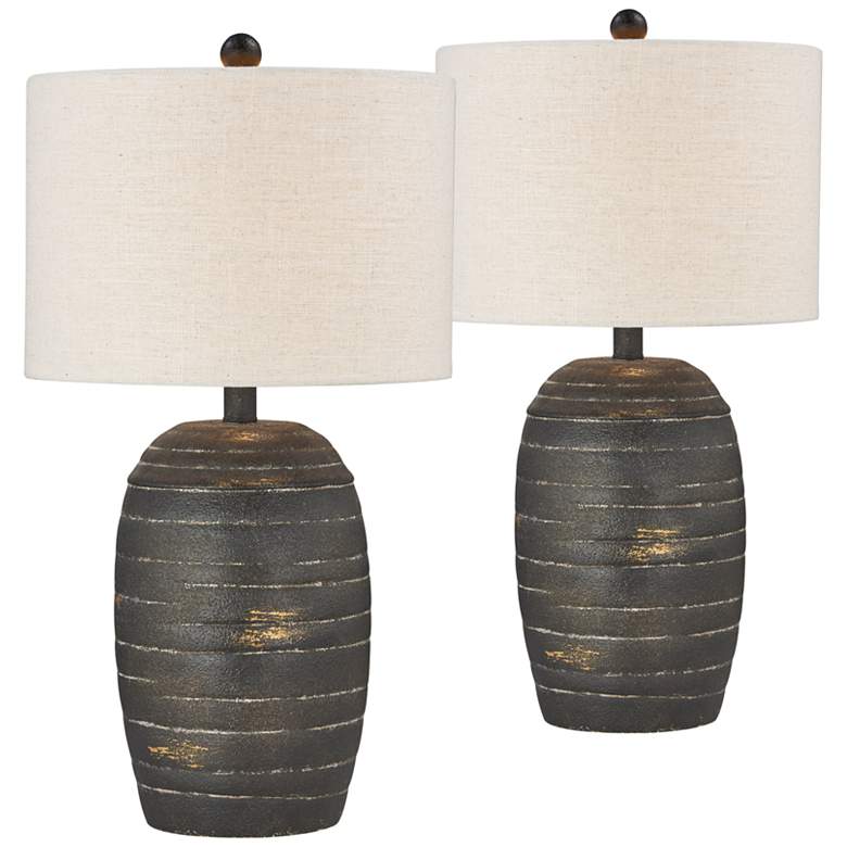 Image 2 Forty West Teddy 24 1/2 inch Rustic Black Accent Table Lamps Set of 2