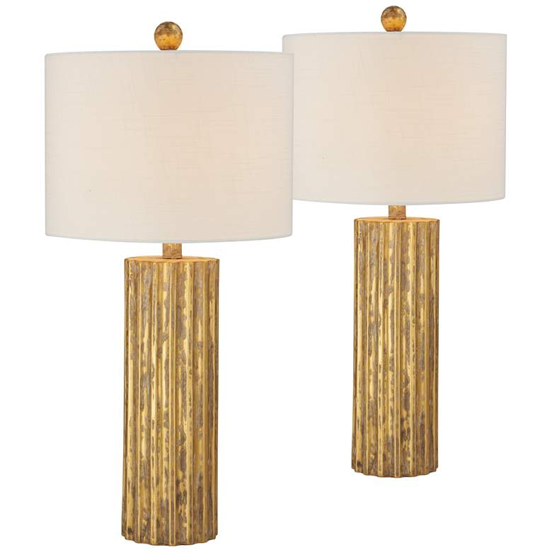 Image 1 Forty West Teigan Distressed Gold Table Lamps Set of 2