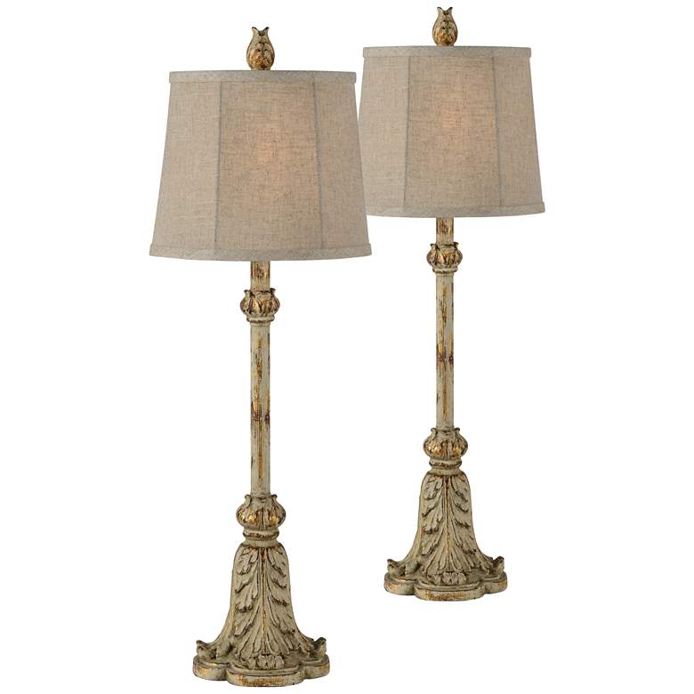 Image 1 Forty West Tiffany 32" High Cream Gold Buffet Table Lamps Set of 2