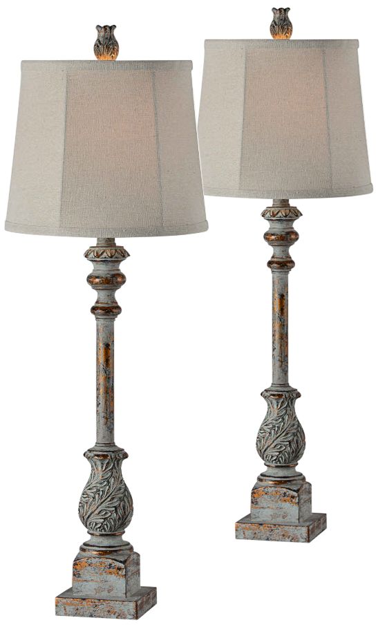 blue buffet table lamps