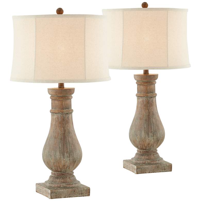 Forty West Todd Washed Walnut Table Lamps Set of 2 - #278H1 | Lamps Plus