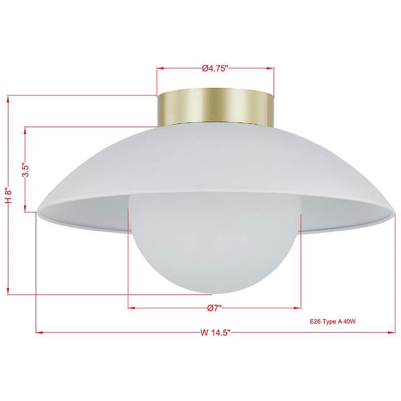 Image 3 Forty West Troy 14.5x8" Metal and Glass Flush Mount Fixture more views