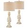 Forty West Twyla 30 1/2" High Distressed White Table Lamps Set of 2