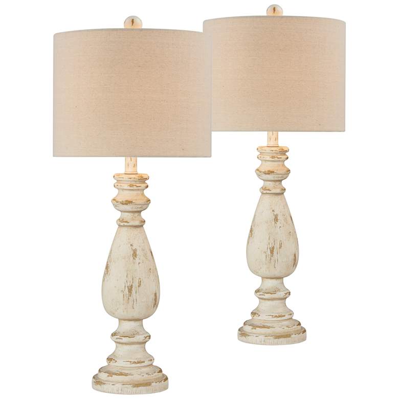 Image 1 Forty West Twyla Distressed White Table Lamps Set of 2