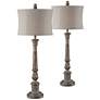 1_Forty West Victoria 40" Distressed Gray Buffet Table Lamps Set of 2