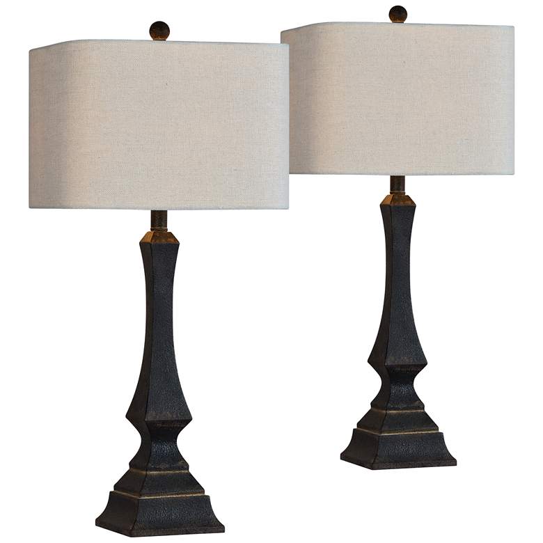 Image 1 Forty West Vincent 31 inch Traditional Distressed Black Lamps Set of 2