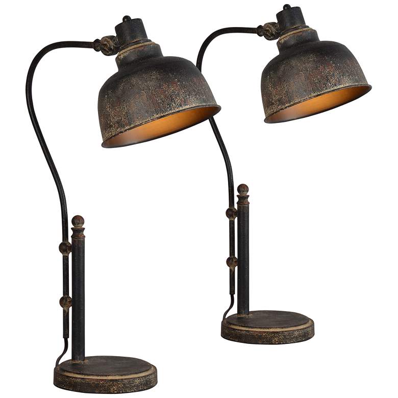 Image 1 Forty West Wade 27" Distressed Black Desk Lamps Set of 2