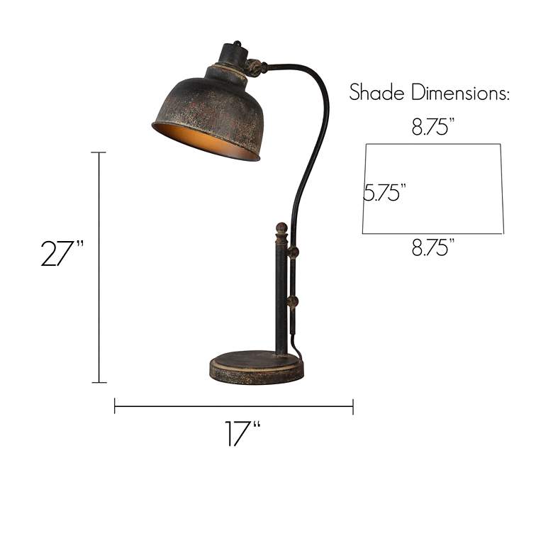 Image 4 Forty West Wade 27" Distressed Black Desk Lamps Set of 2 more views