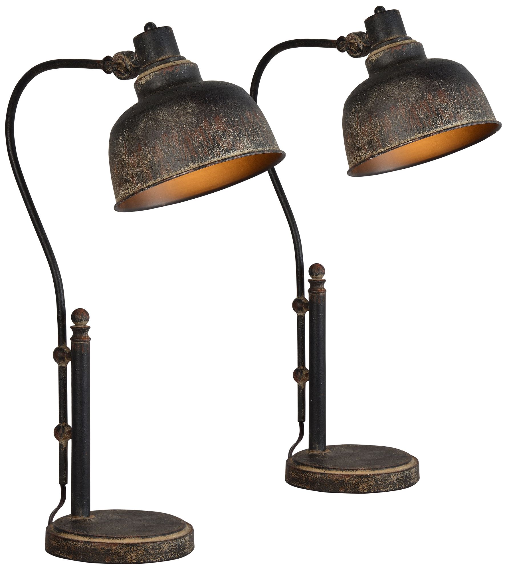 Forty West Wade Distressed Black Desk Lamps Set of 2 514N0 Lamps Plus