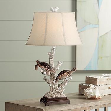 Forty West Warrington 33" Coastal Sea Turtles Night Light Table Lamp