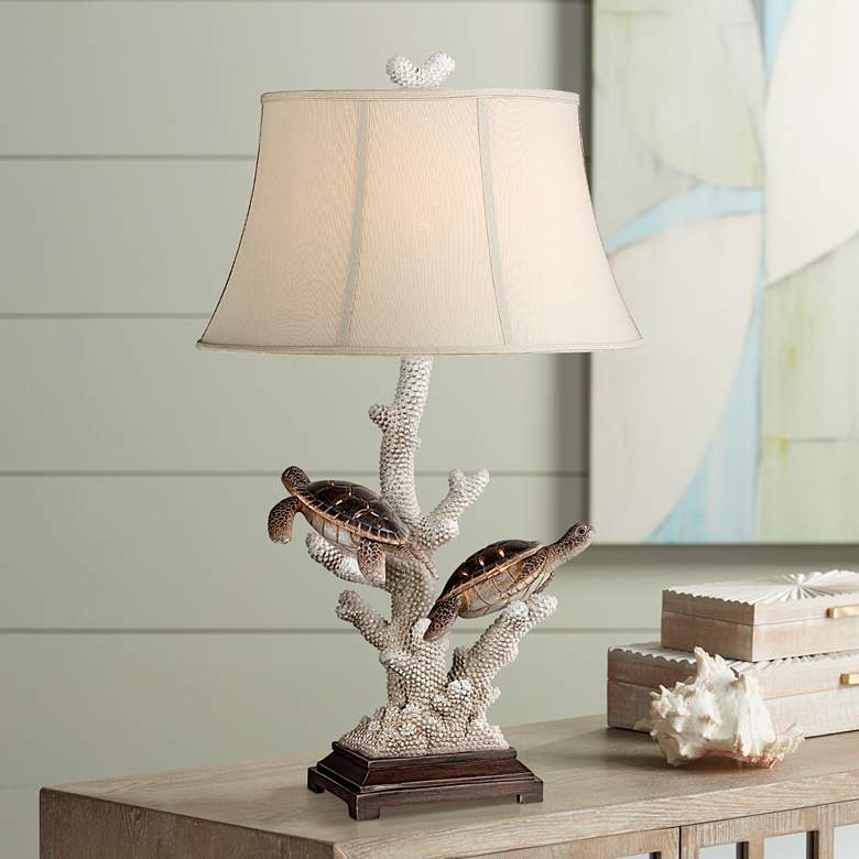 Image 1 Forty West Warrington 33" Coastal Sea Turtles Night Light Table Lamp