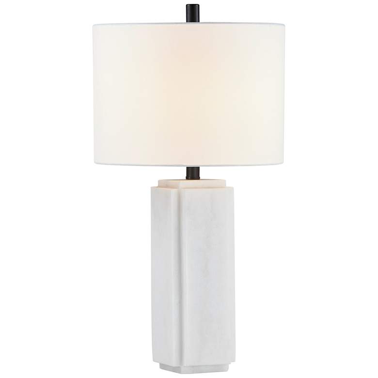 Image 2 Forty West Watson White Ceramic Column Table Lamp