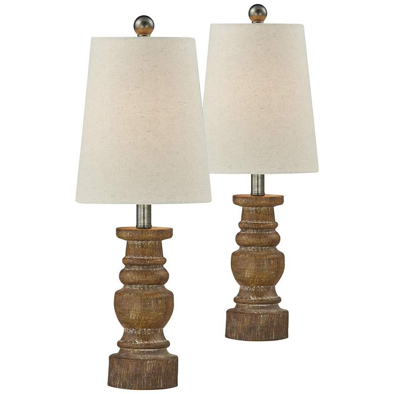 Image 1 Forty West Wilkes 22" Natural Wood-Look Accent Table Lamps Set of 2