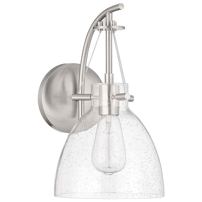 Image 2 Foster 14" High Satin Nickel Wall Sconce with Seeded Glass more views