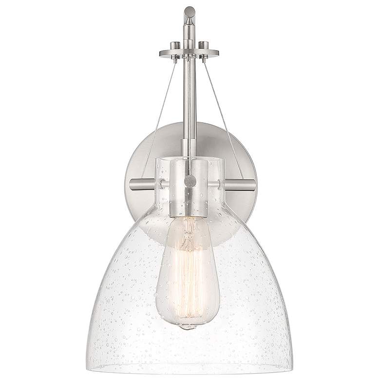 Image 3 Foster 14" High Satin Nickel Wall Sconce with Seeded Glass more views