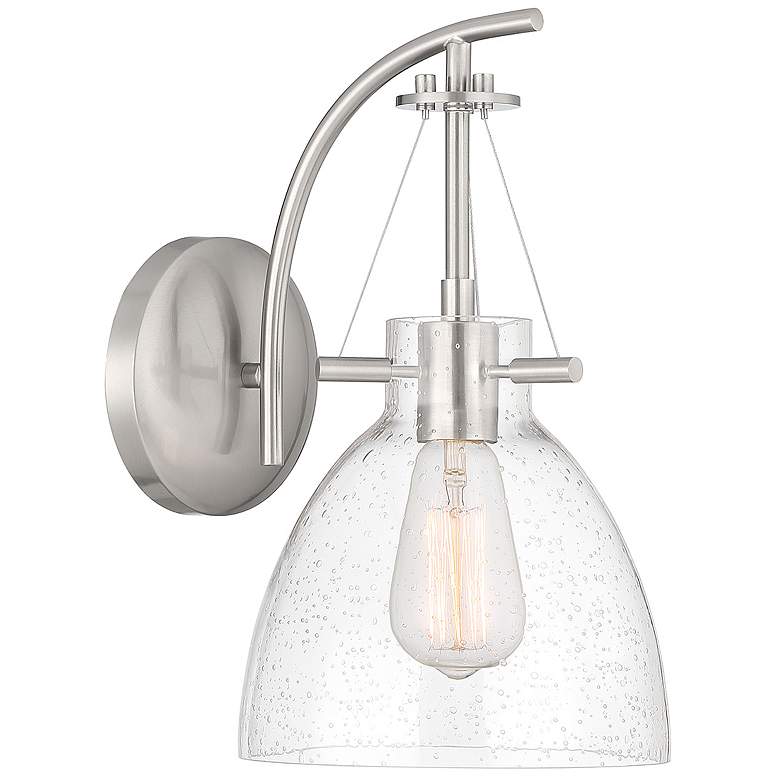 Image 4 Foster 14" High Satin Nickel Wall Sconce with Seeded Glass more views