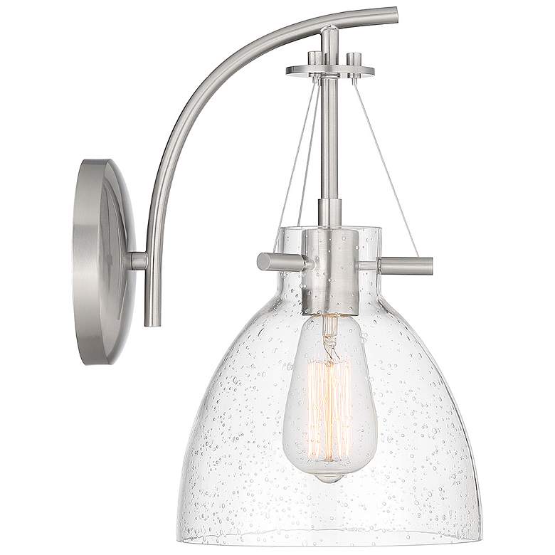 Image 5 Foster 14" High Satin Nickel Wall Sconce with Seeded Glass more views