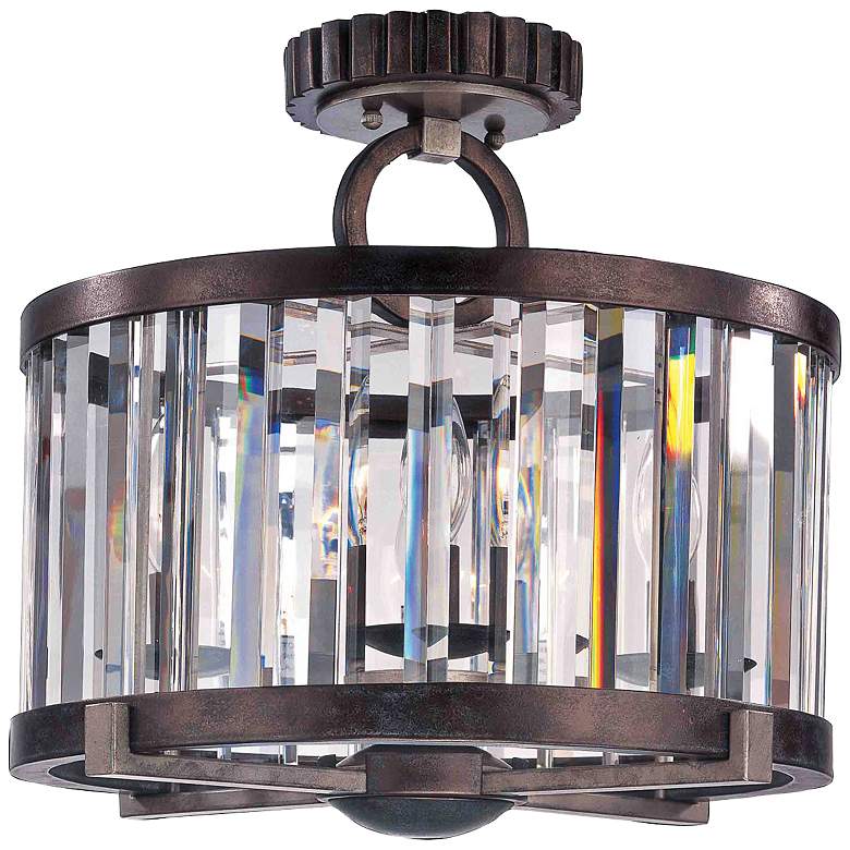 Image 1 Foster 15 inch High Grecian Bronze Crystal Ceiling Light