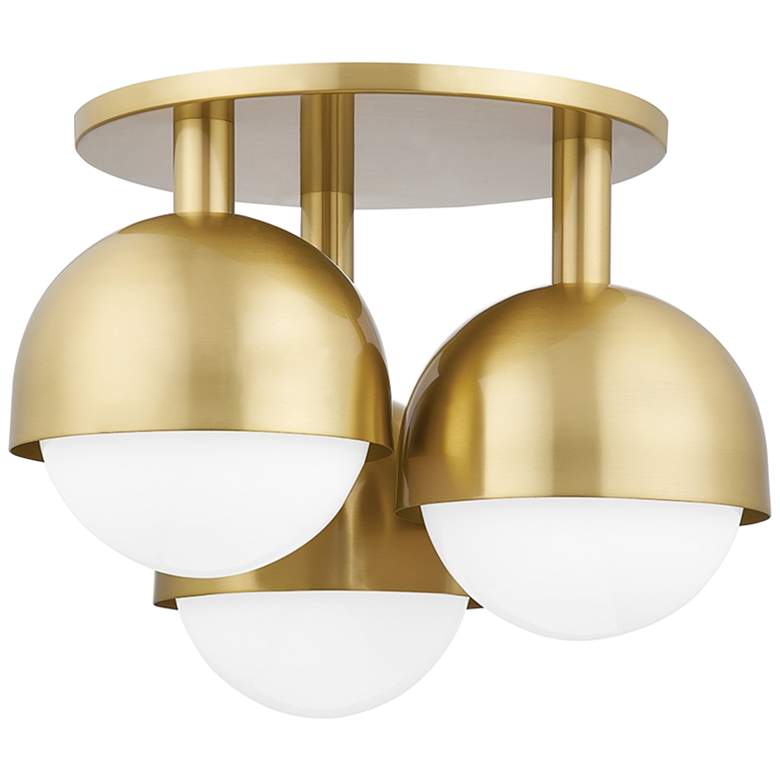 Image 2 Foster 18 3/4 inch Wide Aged Brass 3-Light Ceiling Light