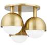 Thumbnail2 of Foster 18 3/4" Wide Aged Brass 3-Light Ceiling Light