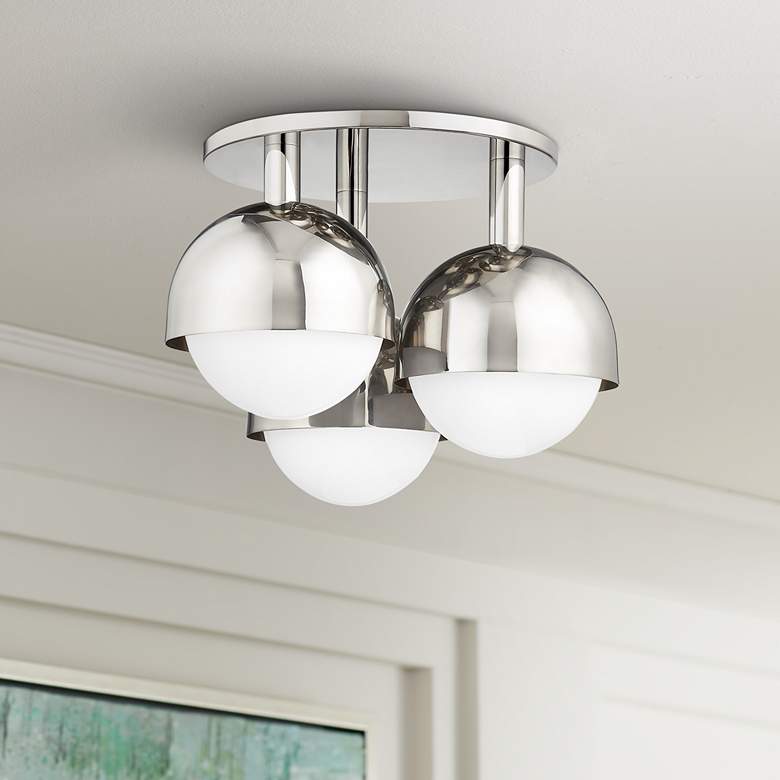 Image 1 Foster 18 3/4" Wide Polished Nickel 3-Light Ceiling Light