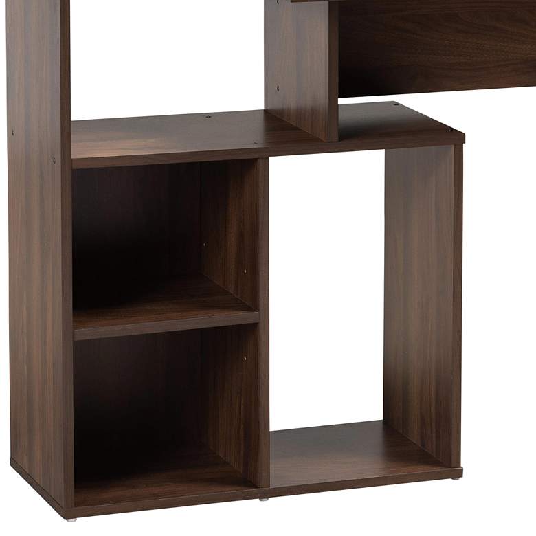 Image 3 Foster 63 inch Wide Walnut Brown Wood 6-Shelf Storage Desk more views