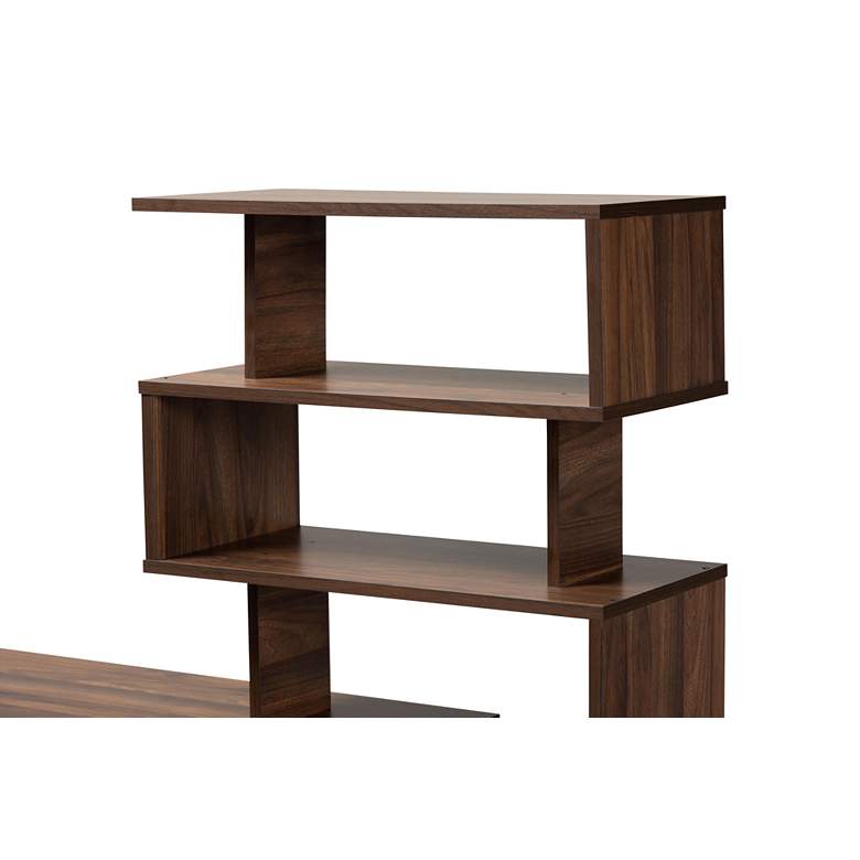 Image 4 Foster 63 inch Wide Walnut Brown Wood 6-Shelf Storage Desk more views