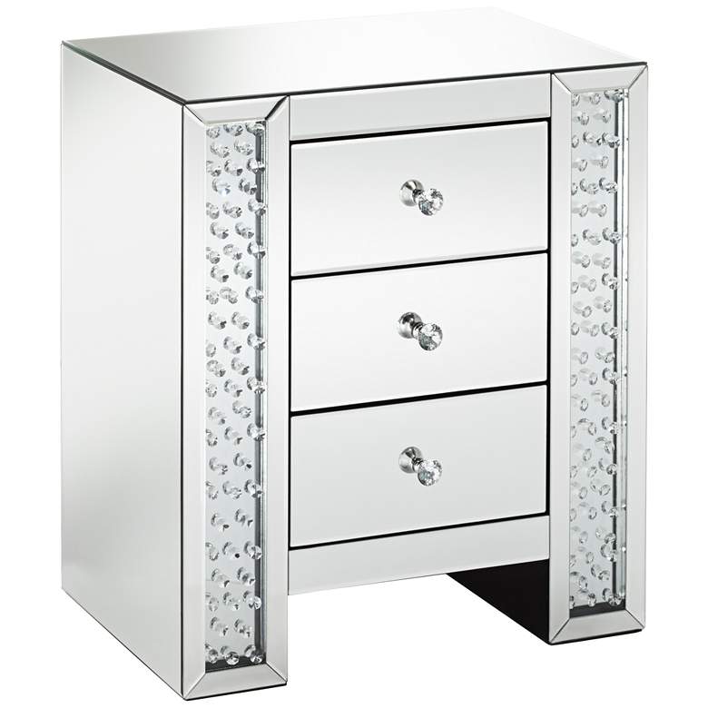 Image 2 Fostoria 22 1/4 inch Wide Mirrored 3-Drawer Accent Table