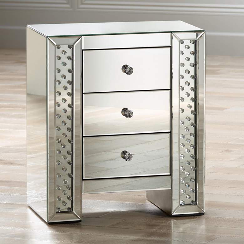 Image 1 Fostoria 22 1/4" Wide Mirrored 3-Drawer Accent Table