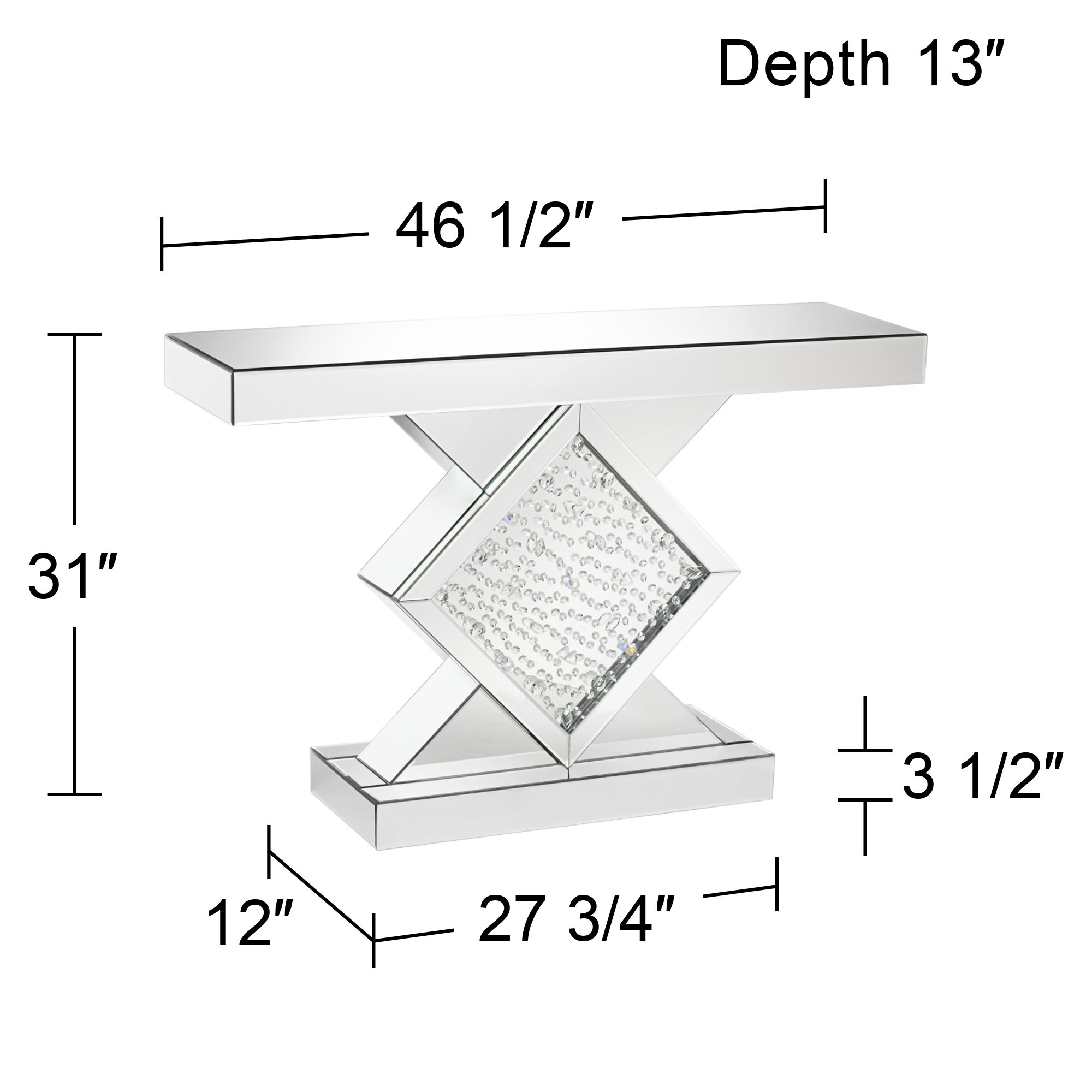 Fostoria 46 1/2" Wide Silver-Mirror Crystal Console Table in scene