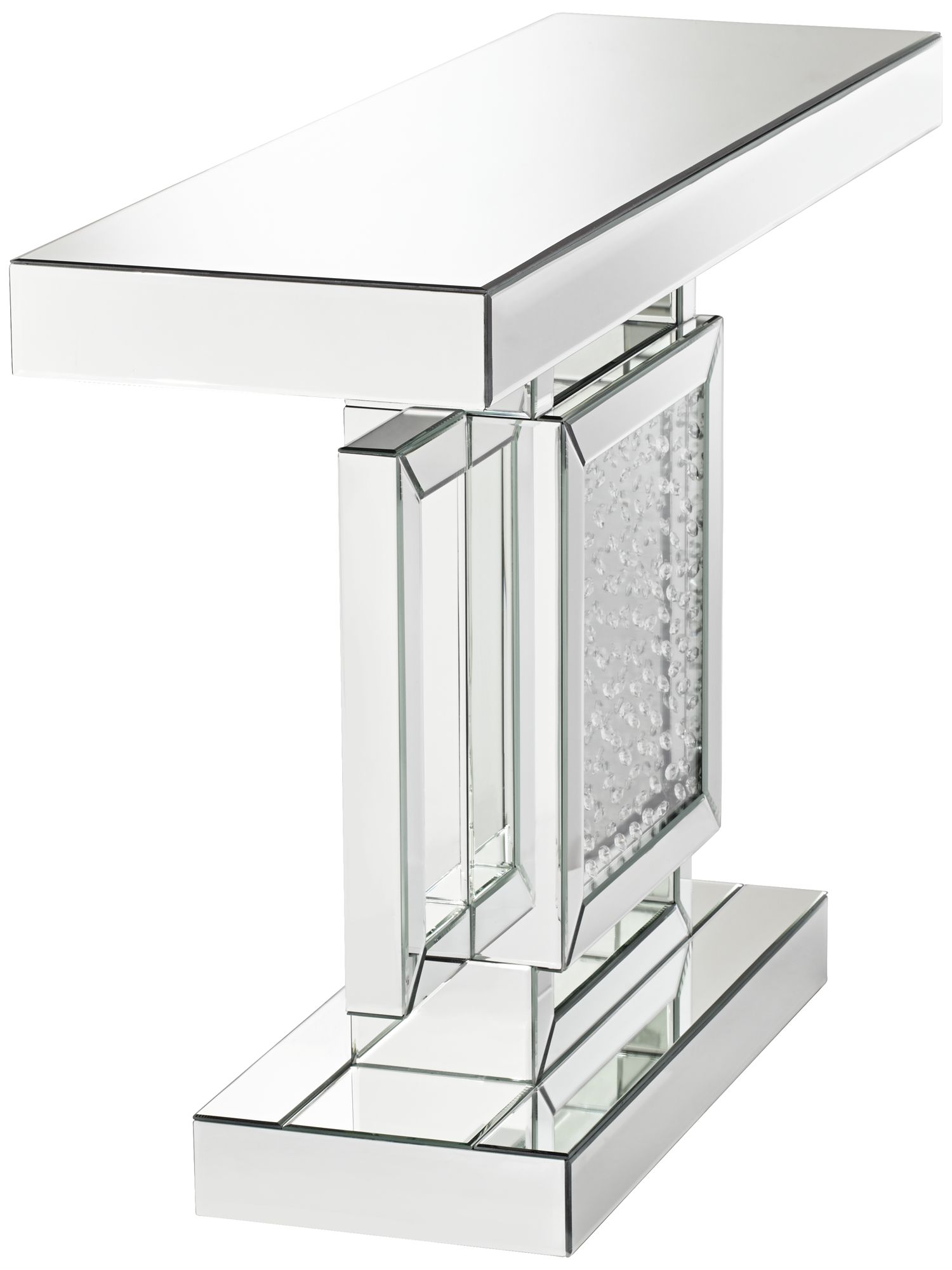 Fostoria 47 1/4" Wide Silver-Mirror Modern Crystal Console Table in scene