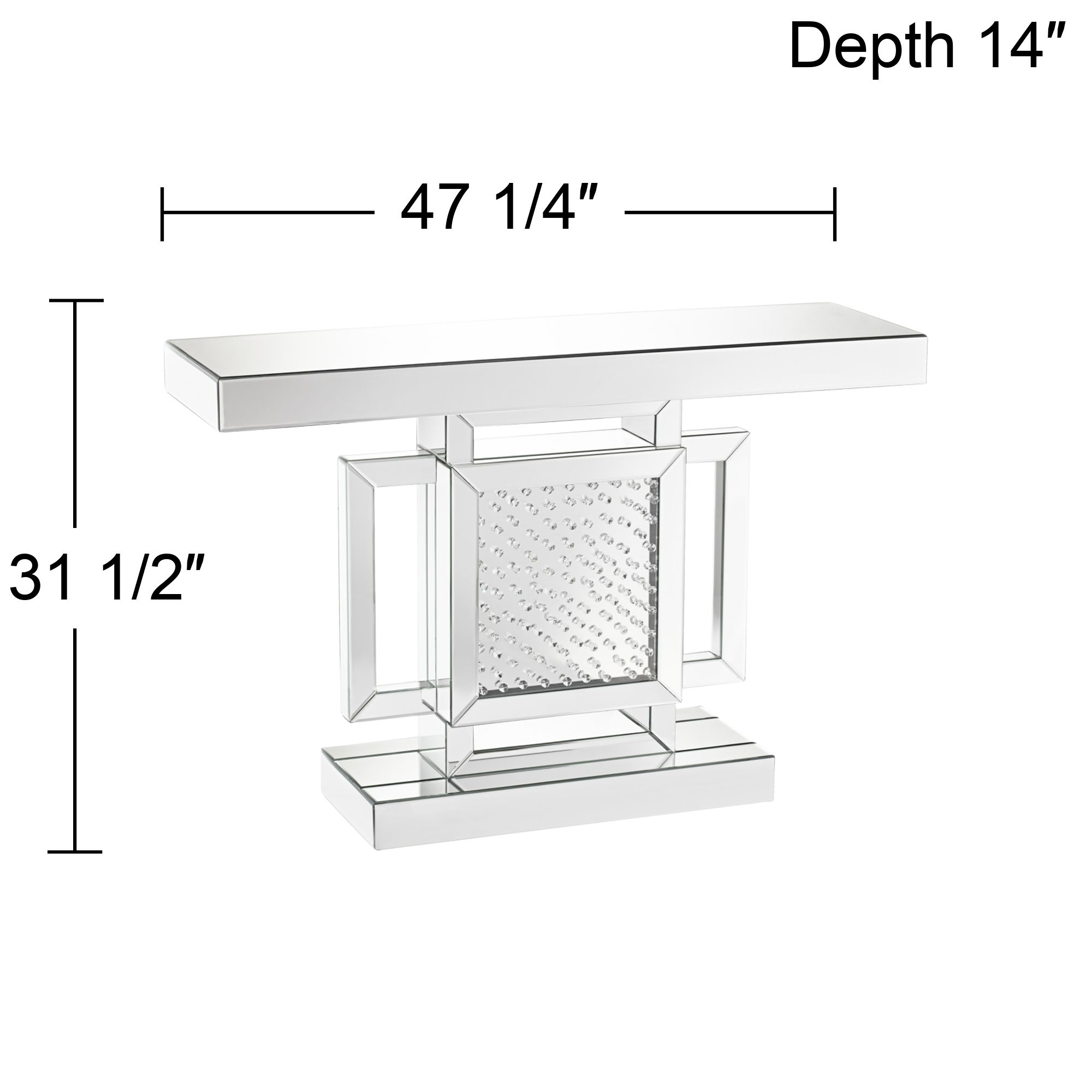Fostoria 47 1/4" Wide Silver-Mirror Modern Crystal Console Table in scene