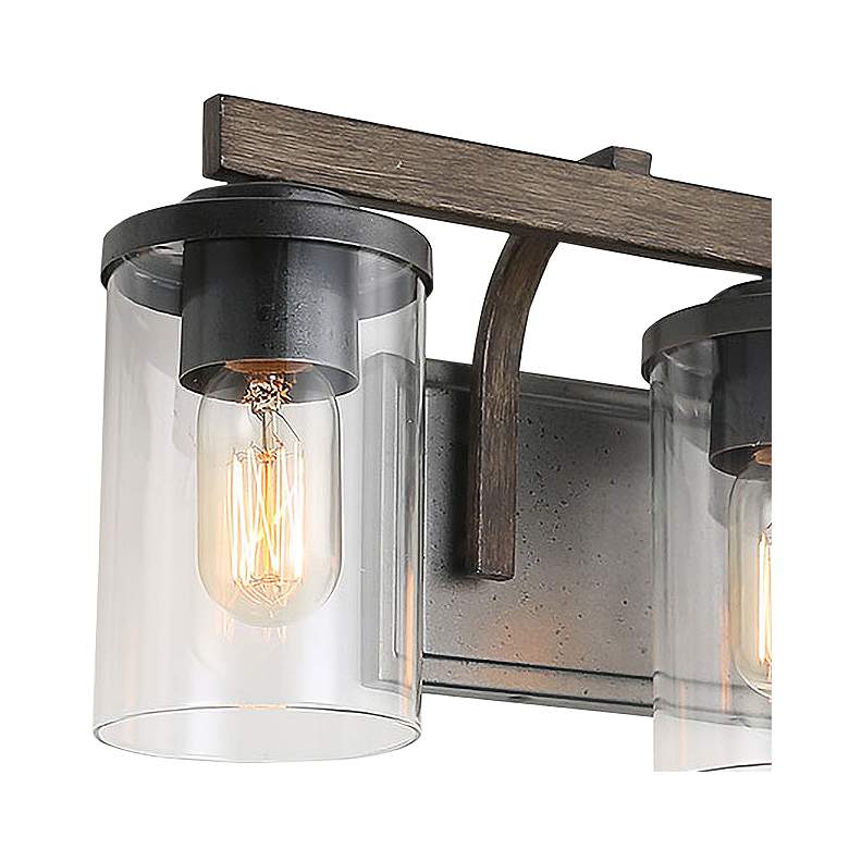 Image 2 Fouma 20" Wide Distressed Black Faux Wood 3-Light Bath Light more views