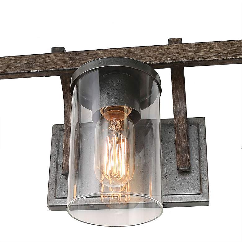 Image 5 Fouma 20" Wide Distressed Black Faux Wood 3-Light Bath Light more views