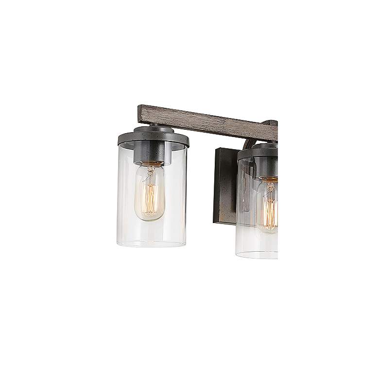 Image 2 Fouma 28" Wide Bronze Faux Wood 4-Light Bath Light more views