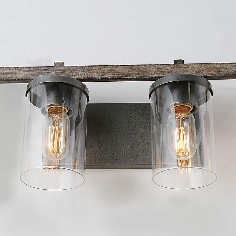 Image 4 Fouma 28" Wide Bronze Faux Wood 4-Light Bath Light more views