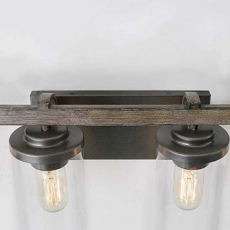 Image 5 Fouma 28" Wide Bronze Faux Wood 4-Light Bath Light more views
